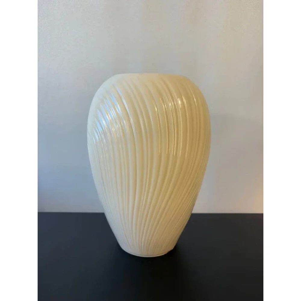 Lenox Cream Ribbed Ovoid Vase Swirled Fluting Ivory Porcelain Made in USA